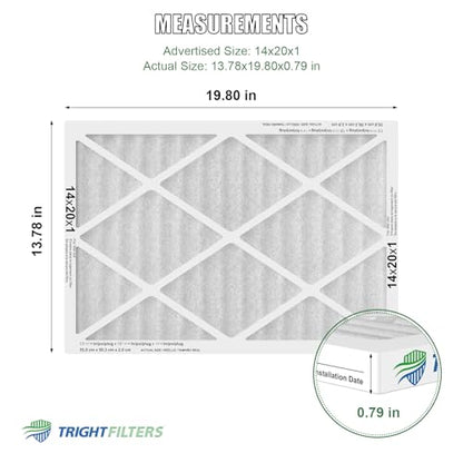 TRIGHTFILTERS 14x20x1 Air Filter 6 Pack, Durable MERV 8 Pleated Home HVAC AC Furnace Filters, Lightweight Compact Air Conditioner Filter Replacement - size: 14x20x1-6pack