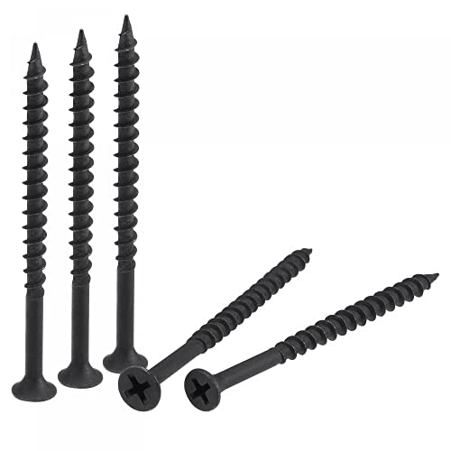 uxcell #8 x 2 3/4-Inch Wood Screws Phillips Flat Head Carbon Steel Self Tapping Screws Black 50pcs - size: #8 x 2 3/4-Inch