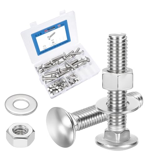 25Set 3/8"-16x2 Carriage Bolt 304SS, Silver - color: Silver, size: 3/8"-16x2