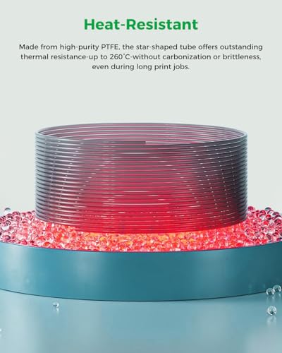 Creality PTFE Teflon Tube 2M, Upgrade Low-Resistance Star-Shaped Inner Channel Design Reduces Resistance by 30%, Support 260°C High Temperatures Printing, Precision Performance in Multicolor Printing - style: 2M