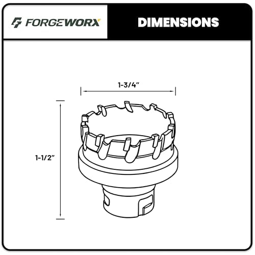 1-3/4 Inch Carbide Hole Saw - Quick Change, Tungsten Carbide Cutting Teeth, Heavy Duty Hole Saw for Electricians and Professionals (1-3/4“ Hole Saw) - size: 1-3/4"