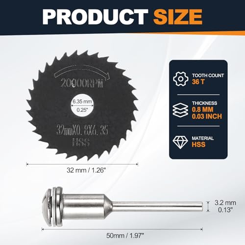 Cutting Wheel Set 2Pcs 1.26" 32mm Diameter HSS Circular Saw Blades - color: Black, size: 1.26"(32mm) Diameter, 0.13"(3.2mm) Round Shank