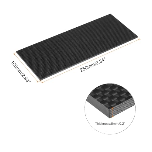 MECCANIXITY 1 Pcs Carbon Fiber Sheet 100x250x5mm Glossy Surface Pultruded Flat Carbon Fiber Board Plate Plain Weave Panel Sheet for Kites RC Airplane - size: 100x250x5mm, style: Glossy