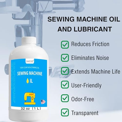 OAIEGSD 32oz Fine Light Sewing Machine Oil and Lubricant, Clear & Odorless - size: 32 oz