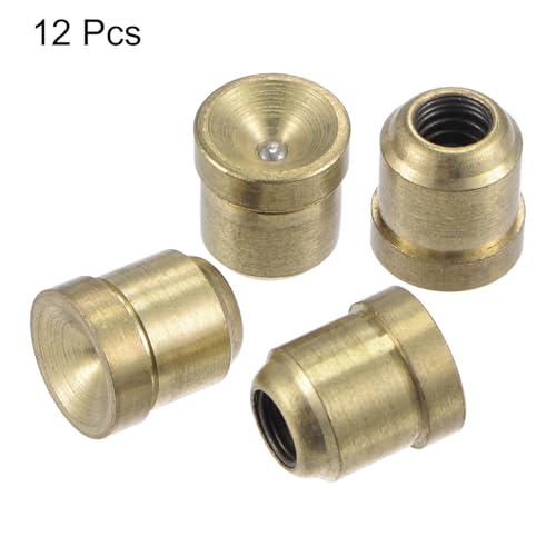 uxcell Brass Push Button Flange Grease Oil Cup 10mm Ball Oiler for Lubrication System 12Pcs - size: 10mm