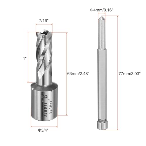HARFINGTON Annular Cutter 7/16" Cutting Diameter Shank 3/4" with 1" Depth of Locating Pin M2 High-Speed Steel Drill Bit Annular Cutter for Standard Magnetic Drills Machine Tools Mills - size: 7/16 inch * 1 inch