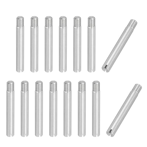 PATIKIL M4 x 30mm Slotted Cylindrical Pin, 15 Pcs 304 Stainless Steel Dowel External Thread Slotted Pin Screw for Home Furniture Cabinet Improvement, Silver Tone - size: M4 x 30mm