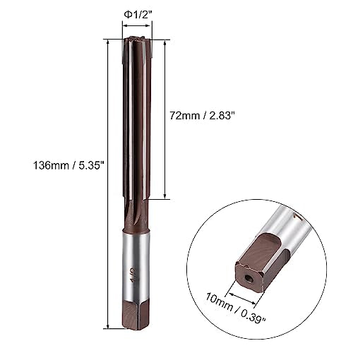 uxcell 1/2" Hand Reamer H8 Accuracy Alloy Tool Steel 6 Flutes Straight Shank Milling Cutter Tool - size: 1/2"