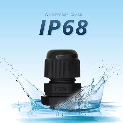 MAKERELE PG9 Cable Gland Waterproof IP68 Wire Gland, 4-8.2mm, 20 PC, Black - size: PG9/20PCS/BAG