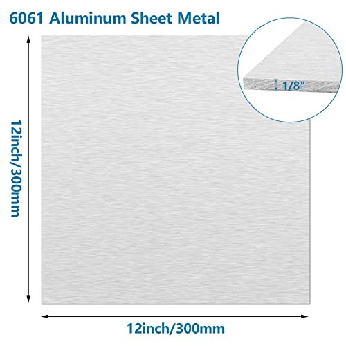 2Pack 1/8Inch Thick Aluminum Sheet Plate, 12" x 12" 6061 Aluminum Plates - size: 12x12", style: 2PCS-1/8"