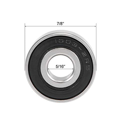 uxcell 1603-2RS Deep Groove Ball Bearings Z2 5/16 x 7/8 x 11/32inch Double Sealed Chrome Steel 10pcs - size: 5/16"x7/8"x11/32"