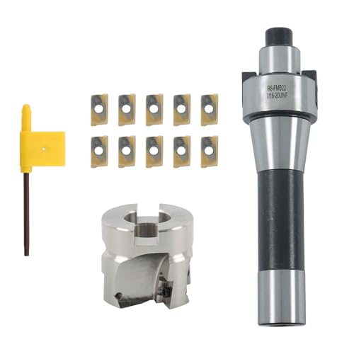 waltyotur 10pcs APMT1604 Carbide R8-FMB22 Face Mill Holder + 400R-50-22 CNC Lather End Milling Cutter + Shank Indexable End Mill