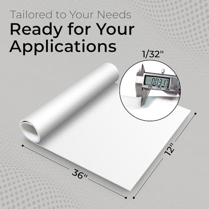 Exactly Rubber - White Silicone Sheet, 60A Durometer Silicone Mat, Food-Grade Rubber Mat with -80 to 450°F Temperature Resistance, 400% Elongation, Silicone Placemat Made in The USA, 1/32 x 12” x 36” - size: 1/32 x 12 x 36