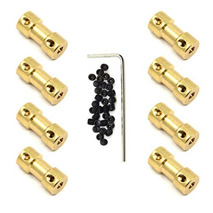 8pcs Brass Shaft Coupling Joint Connector with Screws for Small Motor (3.17mm) - size: 3.17mm to 3.17mm