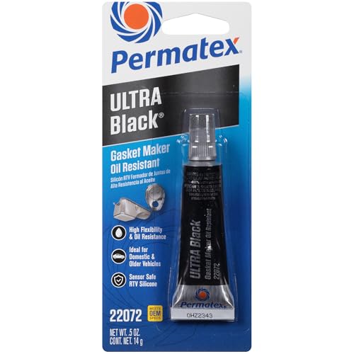 Permatex 22072 Ultra Black Maximum Oil Resistance RTV Silicone Gasket Maker, .5 oz. Tube - size: 0.5 Fl Oz., style: Ultra Black
