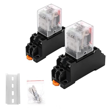 2 Pcs Electromagnetic Power Relays, Green Indicator Light, 12 VDC - size: 8-Pin 12 VDC