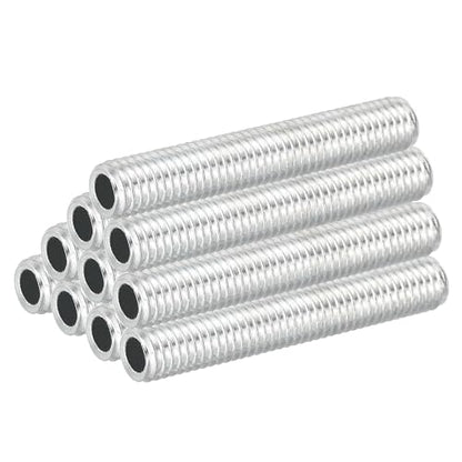 PATIKIL M8 Thread Carbon Steel Lamp Pipe, 10 Set 50 mm/1.97" Hollow Tube Thread Adapter Fasteners Hardware for Lamp Lights Chandelier Ceiling Light DIY, White Zinc Plating - size: M8x50mm