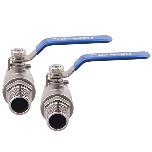 DERNORD 2 Pack Full Port Ball Valve 3/4 Inch - Male x Female Stainless Steel 304 Heavy Duty for Water, Oil, and Gas, 1000WOG - size: 3/4 Inch NPT, style: Pack of 2