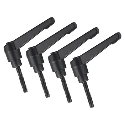 uxcell 4pcs Clamping Lever Handles, M5 x 25mm Black Oxide Carbon Steel Threaded Male Stud, Adjustable Handles Locking Quick Release Ratchet Push Button Bolt Knobs, Black - size: M5 x 25mm