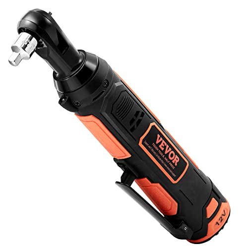VEVOR 3/8" Cordless Electric Ratchet Wrench Set, 33 Ft-lbs 12V Power Ratchet Tool Kit with 45-Min Fast Charge, 2-Pack 2.0Ah Battery, Built-in LED Light, Variable Speed Trigger, 10 Sockets - size: 11.02 in, style: Standard