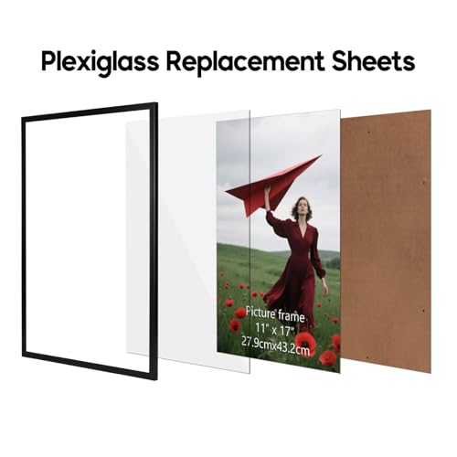 4 Pack 11x17 Clear Plexiglass Sheets for Frame Sheet Replacement - size: 11x17-4pcs