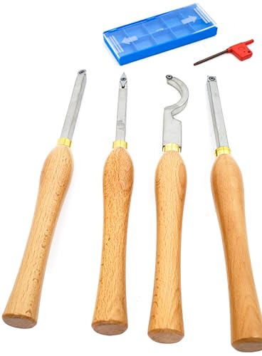 Mini Carbide Tipped Wood Lathe Turning Tools, 4pcs Combo Set