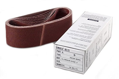 Sungold Abrasives 4X24S120 64868 4" By 24" 120 Grit Portable Belts Premium Industrial X -Weight Aluminum Oxide, 10 Belts/Box - size: 4" x 24", style: 120 Grit