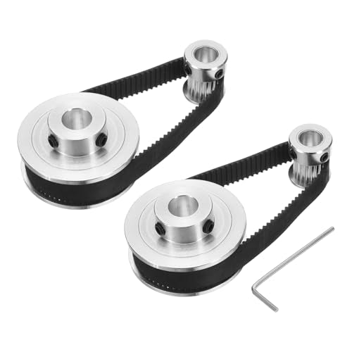 uxcell 2 Set GT-2 Synchronous Wheel 20&60 Teeth 8&10mm Bore, Aluminum Alloy Timing Pulley Wheel with 2Pcs Length 200mm, Width 10mm Belt for 3D Printer, CNC Machine (20-60T-8&10B-10)