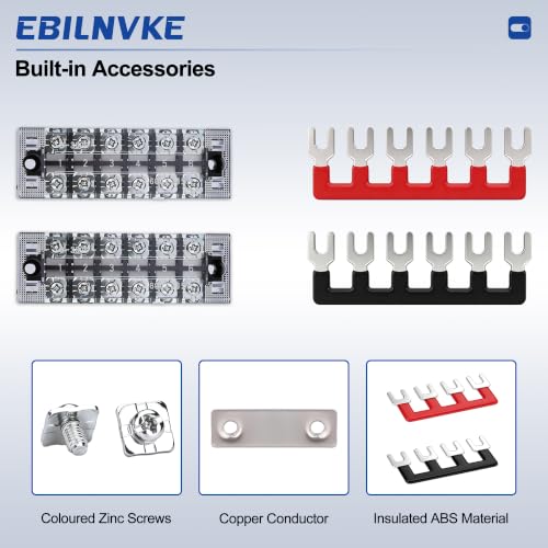 Terminal Block 35A 600V 6 Position Dual Row Screw Terminal Strip - size: 2PCS 35A 6P