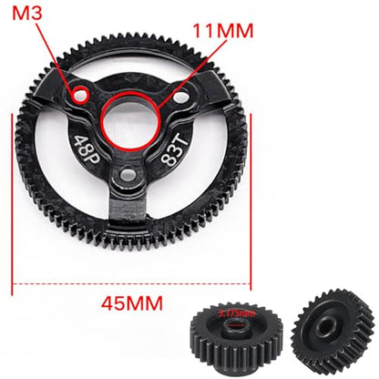 48P 83T Hardened Steel Spur Gear with 18T 19T 20T 21T Pinions, 3.175mm Bore - size: 83T-18T 19T 20T 21T