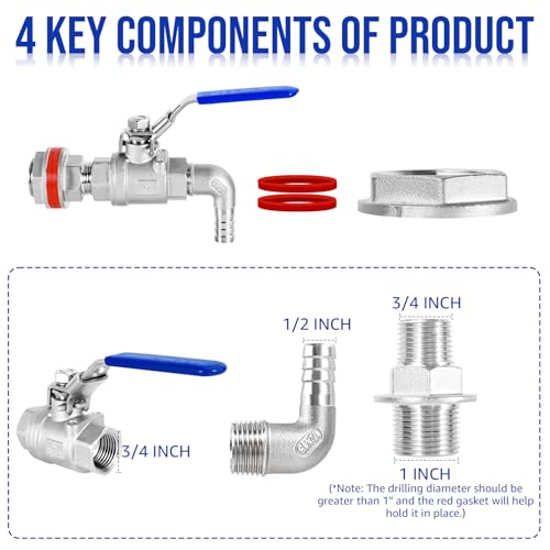 Full Port Ball Valve Kit, Stainless Steel Spigot Weldlss Bulkhead Fitting