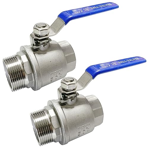 1-1/2" Male to Female Thread Full Port Ball Valves NPT 304 Stainless Steel for Water Oil Gas WOG1000 (Pack of 2) - size: 2-pack x 1-1/2 Inch