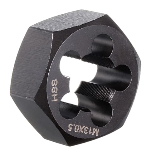 HARFINGTON Hex Threading Die M13 x 0.5 Metric Thread Right Hand High Speed Steel Rethreading Fixed Die Screw Cutting Tapping Repair Tool - size: M13 x 0.5