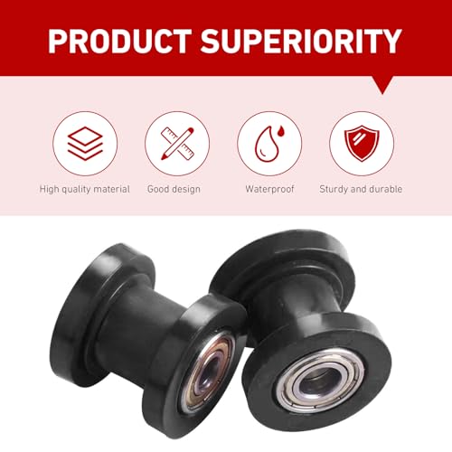 2 PCS Car Modified Chain Guide Sprocket, 0.3" and 0.4" Chain Tensioner Guides, Chain Roller Pulley Tensioner Wheel Guide with Rolling Wheels, Fit for Dirt Bikes Motorcycle Bicycles (Black)