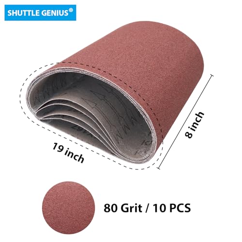 8 x 19 Inch Floor Sanding Belts, 80 Grit, 10 Pack - color: 80 Grit