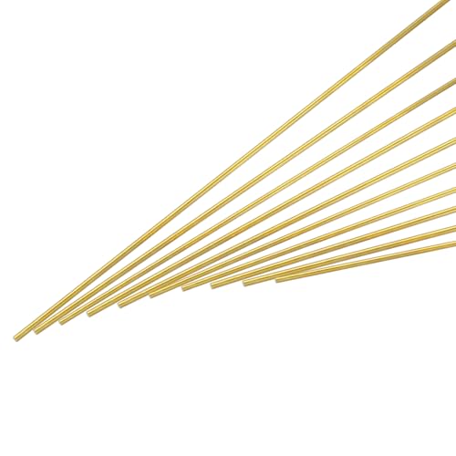uxcell 2mm x 400mm Brass Round Rod, Metal Solid Shaft Rods Lathe Bar Stock for DIY Crafts Model Car Helicopter Airplane 10pcs - size: 2mm x 400mm