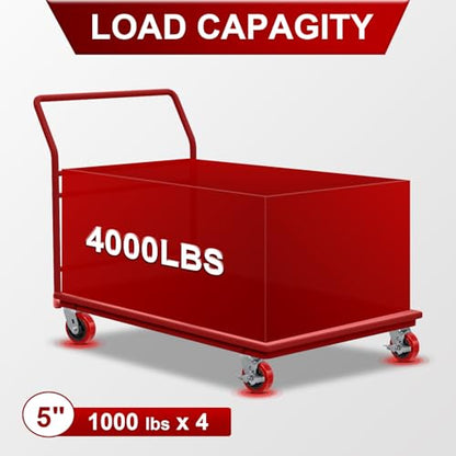 5"x 2" Heavy Duty Industrial Casters, Polyurethane on Polyolefin Core Wheel- Capacity up to 4000 Lbs (Set of 4), Use for Platform Truck, Industrial Equipment (2 Brake & 2 Rigid) - style: Size: 5 "