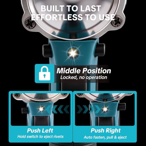Cordless Electric Rivet Gun Tool with 2×2.0Ah Batteries & Charger - color: Blue