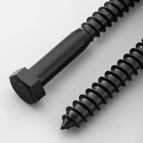 20 Sets 1/4" x 2" Hex Head Lag Screws Bolts with Flat Washers 304 Stainless Steel 18-8 Black Zinc Plated Heavy Duty Lag Screw for Wood - size: 1/4x2 (20sets)