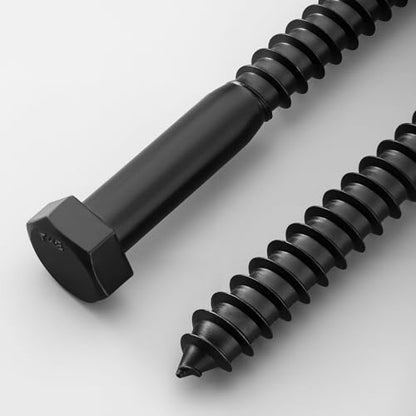 2 Sets 1/2" x 6" Hex Head Lag Screws Bolts with Flat Washers 304 Stainless Steel 18-8 Black Zinc Plated Heavy Duty Lag Screw for Wood - size: 1/2x6 (2sets)