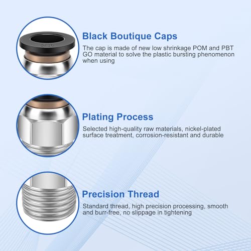 CNAODUN 12 Pcs Push to Connect Fittings 5/16 Inch Tube OD x 1/4 Inch NPT Thread Pneumatic Male Straight and Elbow Quick Connect Air line fittings - size: 5/16"OD x 1/4"NPT