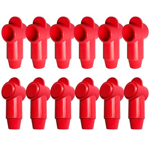 Ampper Silicone 3/8" Stud Terminal Covers Boot Fit 1-3/0 Gauge, Red 12 Pc - color: Red, size: 3/8" Stud L