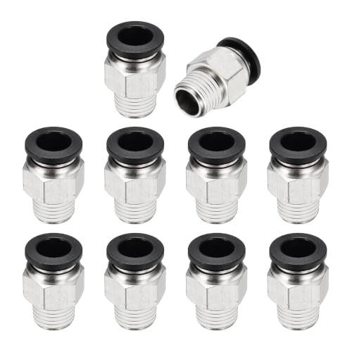 10Pcs Pneumatic Push to Connect Fitting Fit 10mm OD Tube 1/4 MNPT - color: Black, size: 10mm OD x 1/4 NPT