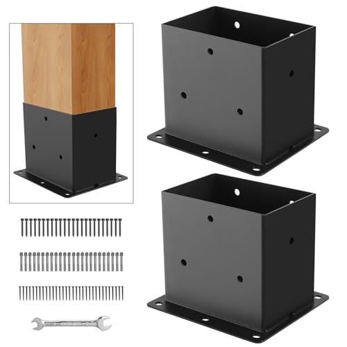 4x6 Post Base, Heavy Duty Post Bracket, Steel, Wood/Concrete, 2 Pcs - size: 4×6