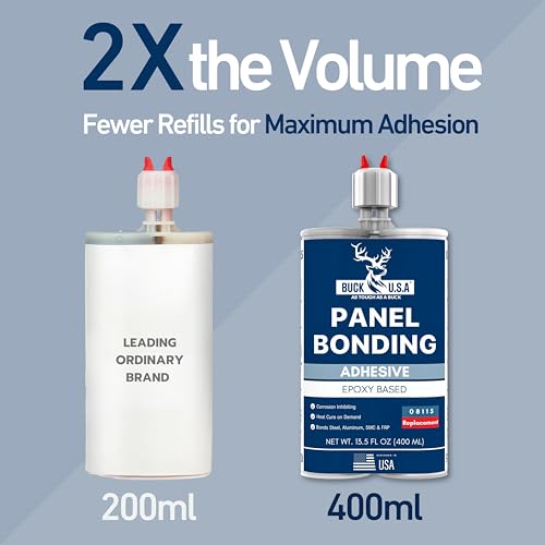 4 Pack Buck Panel Bonding Adhesive, Two-Part Epoxy, 400 ml/13.5 fl oz Cartridge, 08115 Replacement, Heavy Duty Metal Glue for Automotive Use, Bonds w/Steel, Aluminum, Plastic, OEM Recommended, Black - size: Panel Bond (400ml), style: 4 Pack