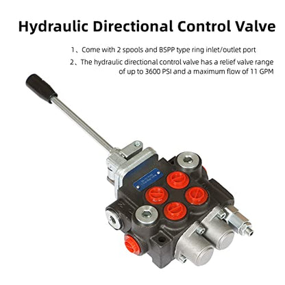 2 Spool 11GPM 3600 PSI Hydraulic Control Valve - size: 2 Spool 11GPM