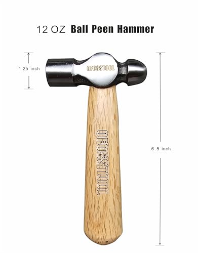Ball Peen Hammer Small Martillo Hammer with Alloy Steel Head and Anti-Slip Wood Handle, 12 OZ Mini Hammer for Woodworking & DIY - style: Ball-Peen Hammers