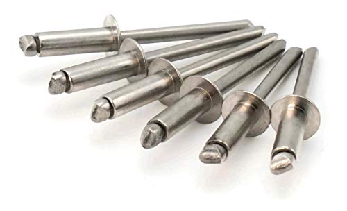 Stainless Steel Pop Rivets 3/32 Diameter #3 All 304 Stainless Steel Blind Rivets 3-4, 3/32" x 1/4" Grip (0.126-0.125) QTY 100 - size: 3-4, 3/32" x 1/4" Grip (0.126 - 0.125)