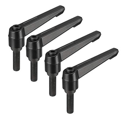 uxcell M10 x 30mm Handle Adjustable Clamping Lever Thread Push Button Ratchet Male Threaded Stud Knobs Locking Rotating Screw Handles Quick Release Bolt Black 4pcs - size: M10 x 30mm