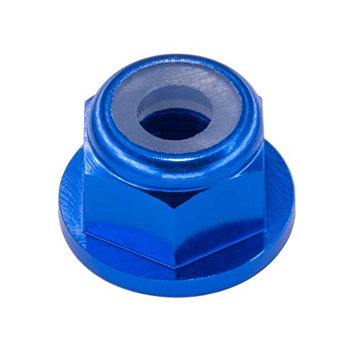 30pcs M3 Flange Lock Nuts CW Aluminum Alloy Nylon Inserted Self Clinching Locking Hex Nuts for DIY Build FPV Drone RC Car Parts, Blue Color - color: Blue, size: M3